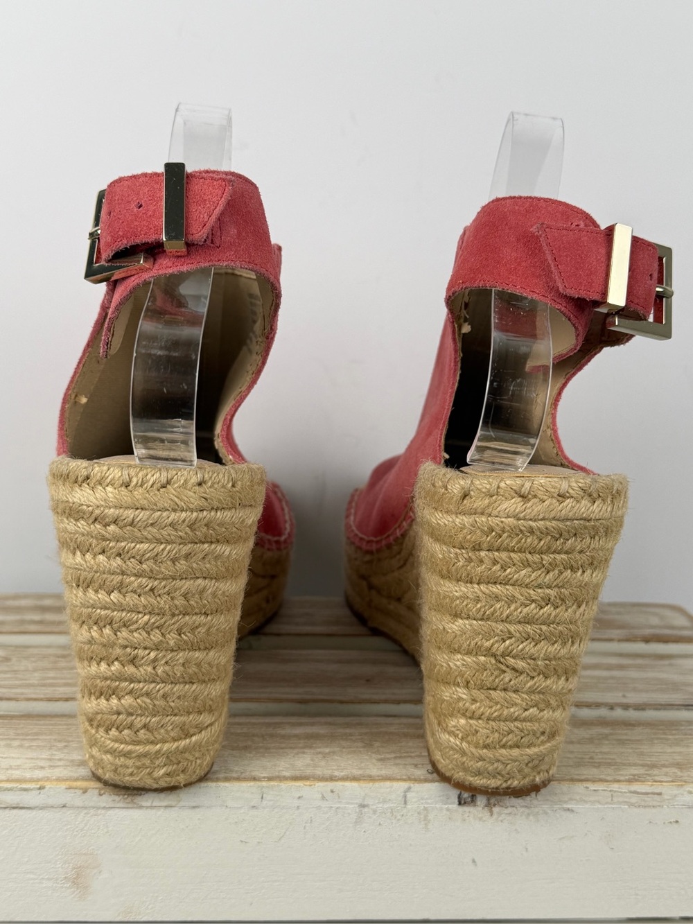 Kenneth Cole New York Olivia espadrille wedge sandals in coral suede size 10M - Picture 8 of 16